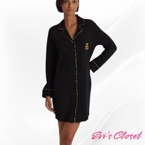 Ralph Lauren Womans Sleep Shirt Black Sz M
